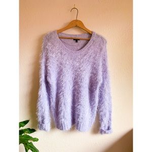 Lavender sparkle soft stretch furry sweater